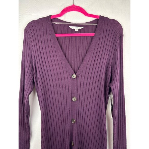 Time And Tru Womens Ribbed Long Cardigan Sweater In Purple Pearl Size S (4-6) 79 - Picture 1 of 7